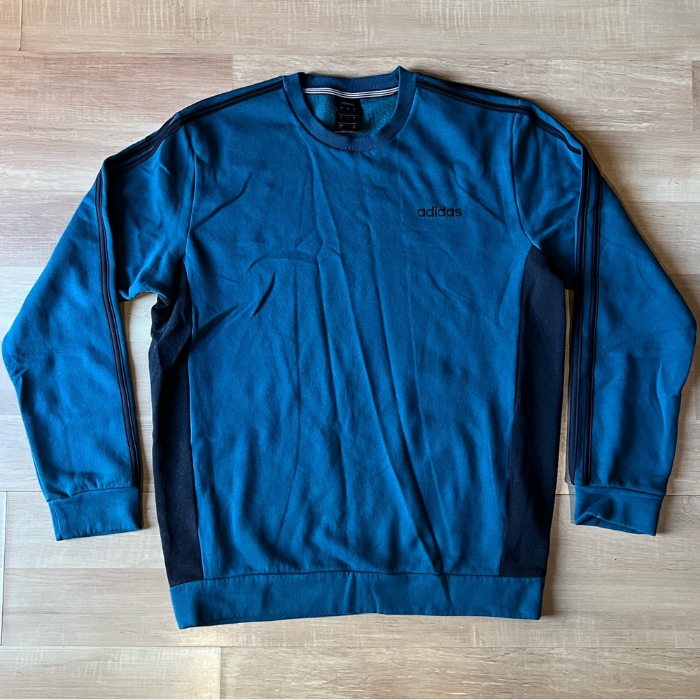 Adidas fleece lined crewneck sweatshirt long tunic oversized pullover dark teal